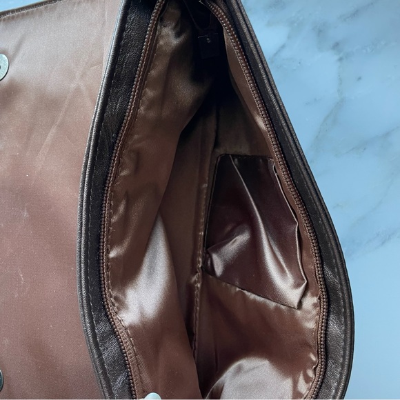 brown studded vegan leather shoulder bag - Picture 2 of 4